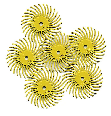 3M radial bristle disc in Yellow, 80 grit, used for heavy cleaning and surface preparation.