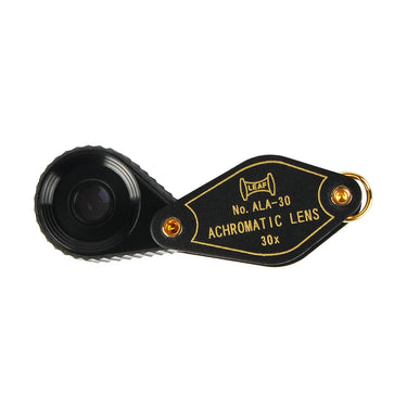 Fully extended Alfa Mirage ALA-30 pocket loupe with a 30x achromatic lens for high-precision inspection.