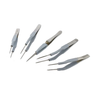 Five-piece set of Alfa Mirage BISO high-temperature soldering tweezers with heat-insulated grip handles.