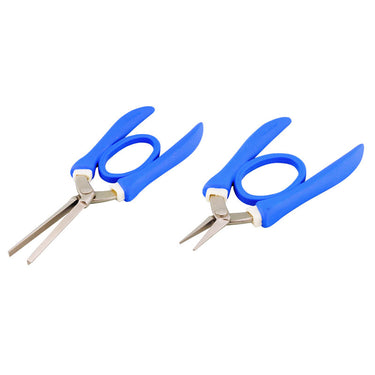 A set of two Alfa Mirage edge bender pliers with blue ergonomic loop handles.