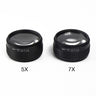 Side-by-side comparison of Alfa Mirage Hand GR Loupes in 5x (No. 3005) and 7x (No. 3007) magnification.
