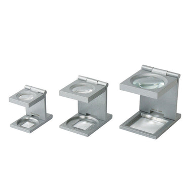 Trio of Alfa Mirage metal linen testers in small, medium, and large sizes with silver zinc alloy frames.
