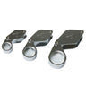 Three Alfa Mirage Ruper Series pocket loupes in different sizes and magnification strengths.