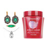 Connoisseurs Delicate Jewelry Cleaner shown with a pearl necklace and green turquoise stone jewelry.