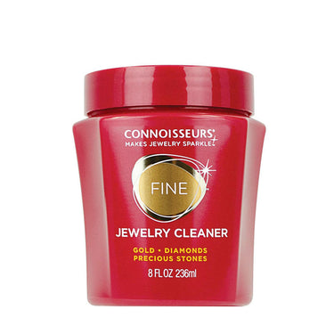 Front view of the 8 FL OZ (236ml) red jar of Connoisseurs Fine Jewelry Cleaner for gold and diamonds.
