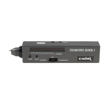 Front profile of the electronic diamond tester with UV, showing control buttons and selection switches.