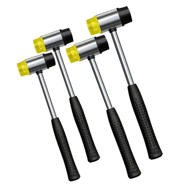 Set of four dual-head rubber and polyurethane mallets in 25mm, 30mm, 35mm, and 40mm sizes.