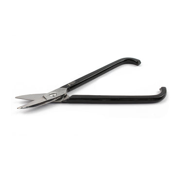 Angled view of Durston 180mm curved shears designed for circular metal cutting.