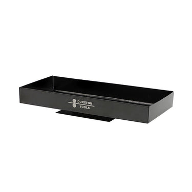 Isometric view of the empty black steel Durston fire brick rotary stand base on a white background.