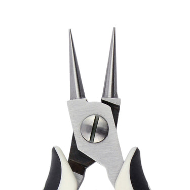 Close-up of Durston professional round nose plier tips for jewelry wire looping.