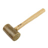 A Durston rawhide mallet with a tightly rolled cylindrical head and a smooth wooden handle pointing up and right.