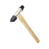 Durston rubber hammer with stainless steel core and hardwood handle shown from top angle.