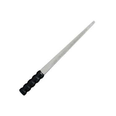 Diagonal view of Durston square chamfered ring mandrel 6.5-18mm with black ribbed rubber handle.