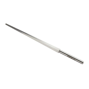 Diagonal view of a Durston square ring mandrel with the round handle pointing down and to the right.