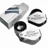 Eschenbach Diamond Triplet Folding Magnifiers in 10X and 20X magnification with original packaging box.