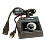 Front perspective view of the Foredom C.EMHF-2 table top speed control unit with its dial knob, power cords, and highlighted speed range rocker switch.