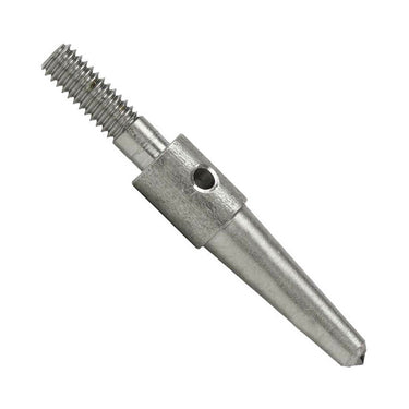 Angled close-up view of the Foredom diamond tip pave point showing the threaded base and tapered diamond-point end for the H.15 hammer handpiece.