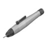 Angled studio shot of the silver and black Foredom H.20 quick change rotary handpiece with a pre-installed bur.