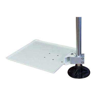 Foredom medium shelf attached to motor hanger stand pole showing base mount.