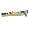 Foredom tray arm attached to stand pole holding wooden ring clamp and small jewelry supplies.