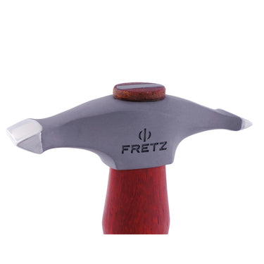 Close-up of Fretz HMR-13 short sharp texturing hammer head showing 15mm chisel faces and logo.