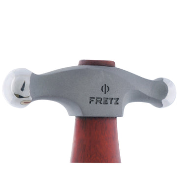 Close-up of Fretz HMR-4 large embossing hammer head showing dual spherical domed ball faces.