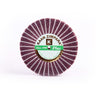 KAAN ZIMPARA Plus brown brush rotary fiber wheel 100mm face showing green center label and 2800 RPM rating.
