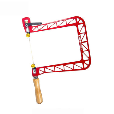 Knew Concepts 8-inch Mk4 heavy duty fret saw with red aluminum truss frame and cam lever tension.