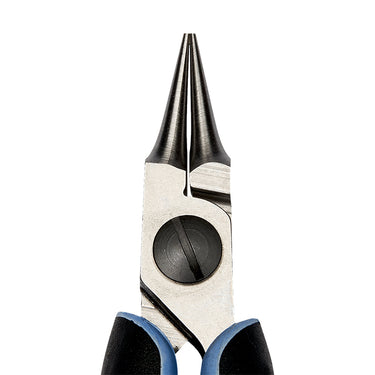 Close-up of Lindstrom RX7590 round nose plier head showing the tapered precision tips.