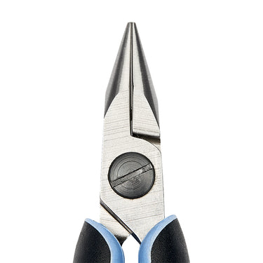 Close-up of Lindstrom RX7893 snipe nose plier head showing the precision aligned smooth tips.