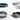A grid sample display showing eight different gold silver black and blue custom engraved rings