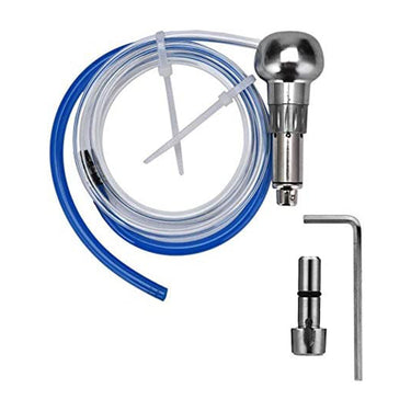 MaxSet standard graving handpiece shown with coiled air hose, quick-change chuck, and hex wrench.