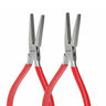 NIQUA Antilope German 145mm flat nose pliers pair comparing smooth and serrated springless models.