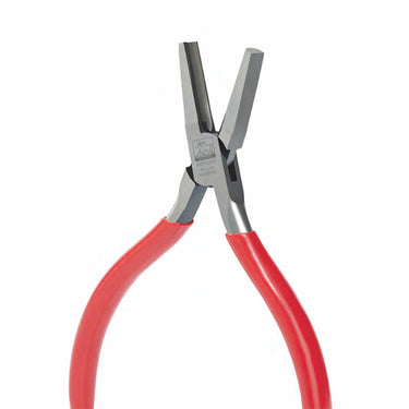 NIQUA Antilope 130mm half-round and concave nose pliers without spring showing German hallmark and red handles.