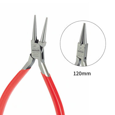 NIQUA Antilope 120mm round nose pliers showing smooth tapered jaws and German hallmark engraving.