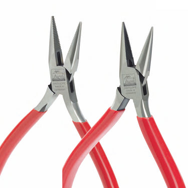 NIQUA Antilope German serrated chain nose pliers with cutter pair in 120mm and 130mm sizes.