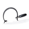Profile view of a NIQUA Round jeweler's piercing saw frame with a black circular frame bow and glossy black wooden handle.