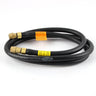 Black ORCA 3/16 inch LPG gas hose coiled with brass terminal connectors and safety warning labels