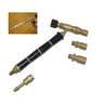 ORCA M75CTG soldering torch handpiece with a brass adapter, three burner tips, and an action flame photo inset