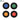 Four ORO 4C 100% pure black Chungking bristle wheels with blue, green, orange, and red plastic centers.