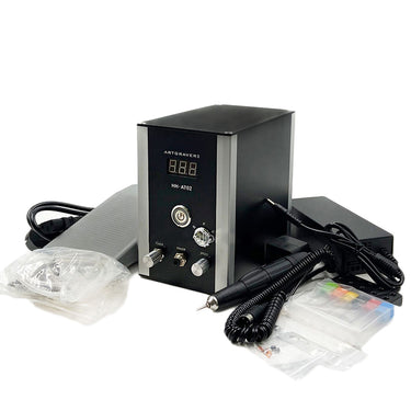 HH-AT02 pneumatic jewelry engraver machine set with micromotor handpiece, pedal, and tools.
