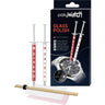 PolyWatch Glass Polish kit with Repair and Finish syringes, polishing wood, and abrasive strips.