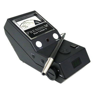 Presidium Duo Tester II angled view with its thermal conductivity probe pen.