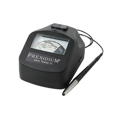 Presidium Gem Tester II with its retractable thermoelectric probe pen attached.