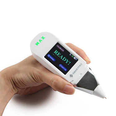 SmartPro MAX tester showing "READY!" status on its capacitive touch display.