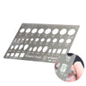 Stuccler diamond gauge card measuring mounted ring diamond showing round and fancy cutouts.