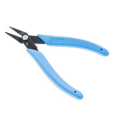 Xuron chain nose plier with light blue ergonomic handles for jewelry making and wire work.