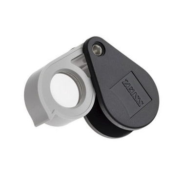 Zeiss D40 10x triplet loupe partially opened, angled view.