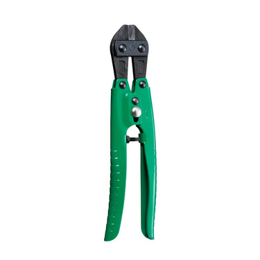 Vertical view of 3.Peaks GC-200 green cutter with textured anti-slip handles and black carbon steel jaw.