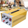 Yellow 30A pulse sparkle spot welder DX-30A positioned in front of a jeweler torch soldering bench.